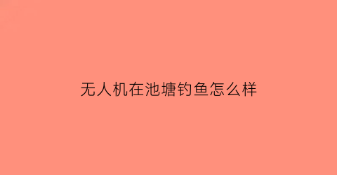 无人机在池塘钓鱼怎么样