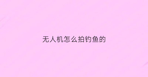 无人机怎么拍钓鱼的(无人机钓大鱼)