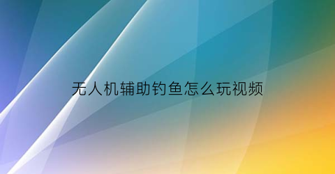无人机辅助钓鱼怎么玩视频(无人机辅助app)