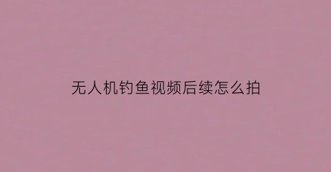 无人机钓鱼视频后续怎么拍(无人机钓鱼视频教程)
