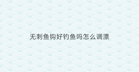 无刺鱼钩好钓鱼吗怎么调漂(无刺鱼钩野钓怎么样)