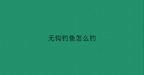无钩钓鱼怎么钓(无钩钓鱼怎么钓视频)