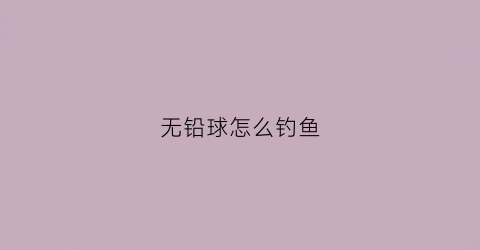 无铅球怎么钓鱼(无铅钓鱼怎么钓)