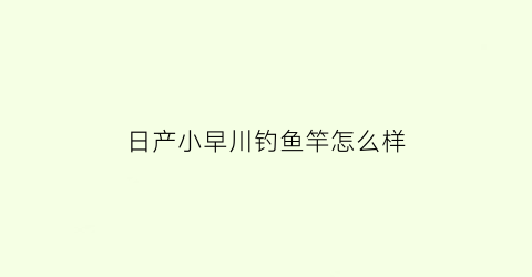 日产小早川钓鱼竿怎么样(小早川牌规则)