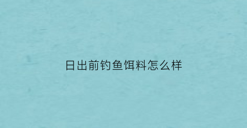 日出前钓鱼饵料怎么样(日出前夕)