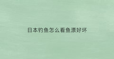 日本钓鱼怎么看鱼漂好坏(日本底钓浮漂的使用视频)