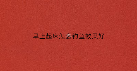 早上起床怎么钓鱼效果好