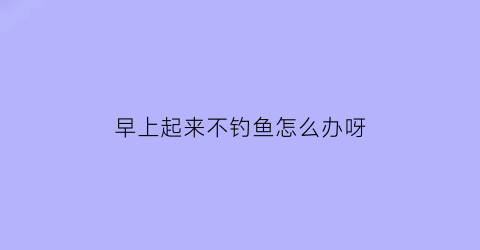 早上起来不钓鱼怎么办呀(早上起来不钓鱼怎么办呀)