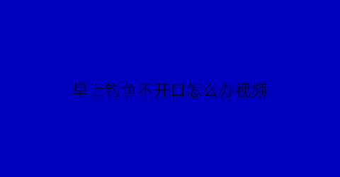 “早上钓鱼不开口怎么办视频(早上钓鱼)