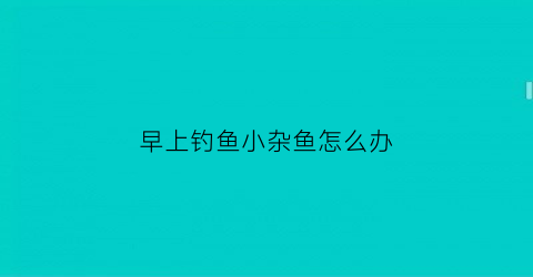 早上钓鱼小杂鱼怎么办(早上钓鱼怎么钓)