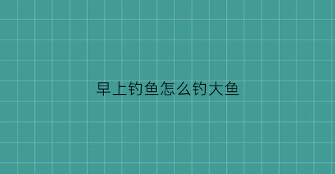 早上钓鱼怎么钓大鱼(早上钓鱼怎么钓大鱼最好)