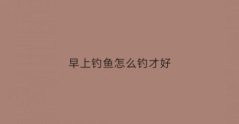 早上钓鱼怎么钓才好