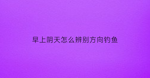 “早上阴天怎么辨别方向钓鱼(阴天早上能看到日出吗)