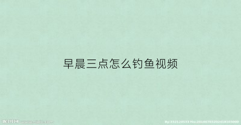 早晨三点怎么钓鱼视频(早晨三点怎么钓鱼视频教学)