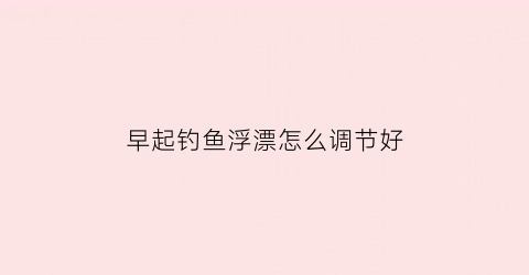 早起钓鱼浮漂怎么调节好(早起钓鱼怎么钓)