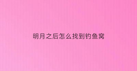明月之后怎么找到钓鱼窝(明月之后礼包代码)