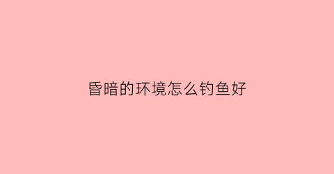 昏暗的环境怎么钓鱼好