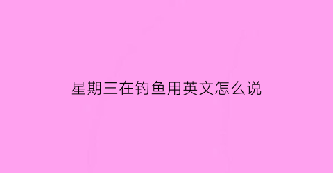 星期三在钓鱼用英文怎么说