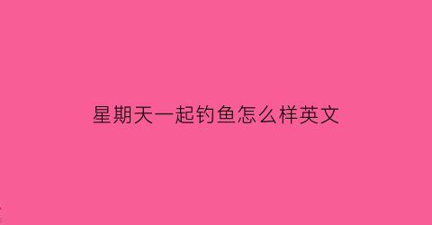 星期天一起钓鱼怎么样英文