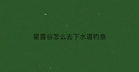星露谷怎么去下水道钓鱼(星露谷物怎么进入下水道)