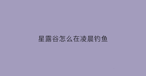 星露谷怎么在凌晨钓鱼(星露谷夜市钓鱼)