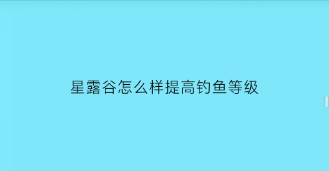 星露谷怎么样提高钓鱼等级