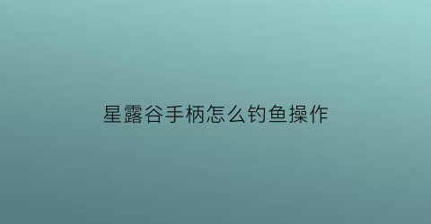 星露谷手柄怎么钓鱼操作(steam星露谷手柄)