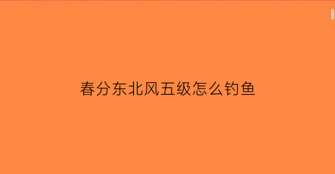 春分东北风五级怎么钓鱼