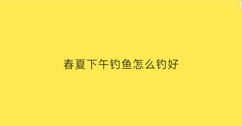 春夏下午钓鱼怎么钓好