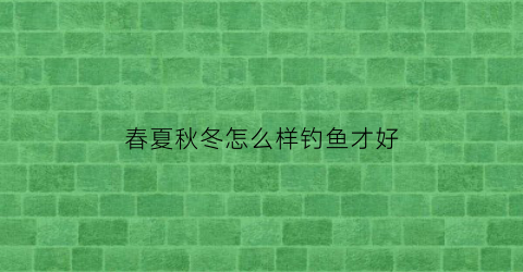 “春夏秋冬怎么样钓鱼才好(春夏秋冬怎么样钓鱼才好呢)