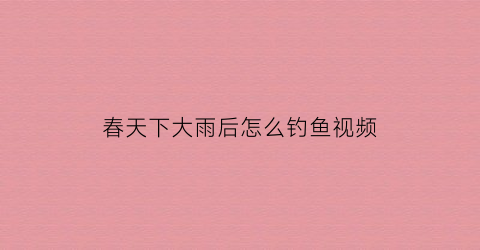 春天下大雨后怎么钓鱼视频(春天下大雨后适合钓鱼吗)