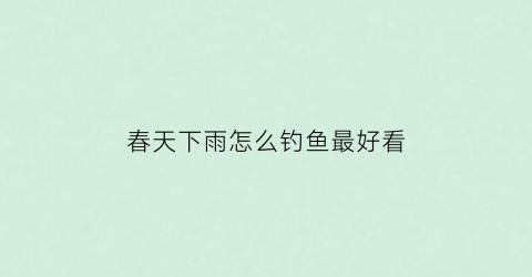 春天下雨怎么钓鱼最好看(春天下雨的时候好钓鱼吗)