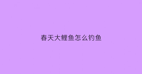 春天大鲤鱼怎么钓鱼(春天大鲤鱼怎么钓鱼视频)