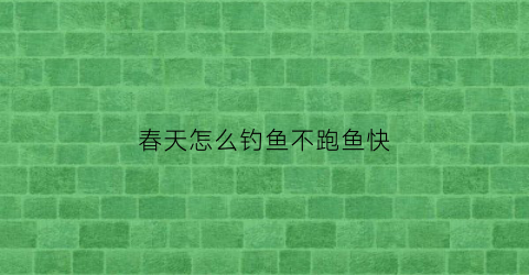 春天怎么钓鱼不跑鱼快(春天怎样钓鱼(实战经验分享))