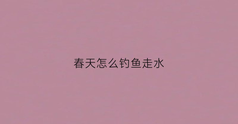 春天怎么钓鱼走水(春天怎么钓鱼)