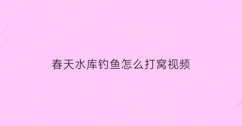 春天水库钓鱼怎么打窝视频(春天水库钓鱼怎么打窝视频讲解)