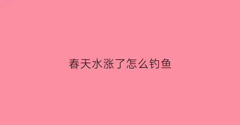 春天水涨了怎么钓鱼(春天水涨了怎么钓鱼最好)