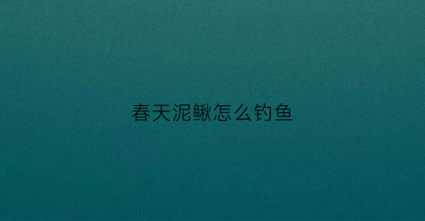 春天泥鳅怎么钓鱼(春季用泥鳅可以钓什么鱼)