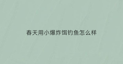 春天用小爆炸饵钓鱼怎么样