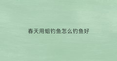 春天用蛆钓鱼怎么钓鱼好(春天用蛆钓鱼怎么钓鱼好呢)