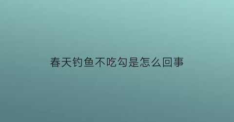 春天钓鱼不吃勾是怎么回事