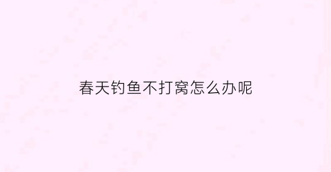 春天钓鱼不打窝怎么办呢(春天钓鱼不咬钩三招全搞定)