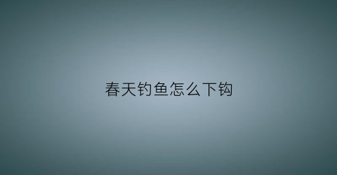 春天钓鱼怎么下钩(春天钓鱼怎么下钩视频)