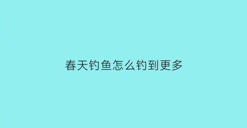 春天钓鱼怎么钓到更多(春天钓鱼怎么钓到鱼)