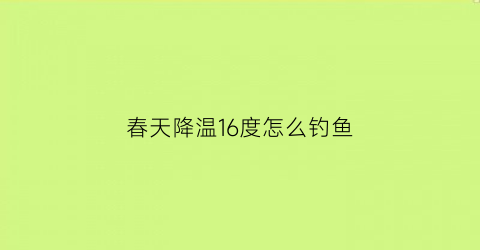 “春天降温16度怎么钓鱼(春天降温钓鱼好还是升温钓鱼好)