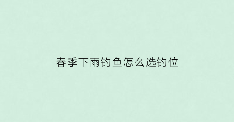 春季下雨钓鱼怎么选钓位(初春下雨天钓位选择)