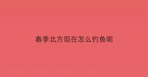 春季北方现在怎么钓鱼呢