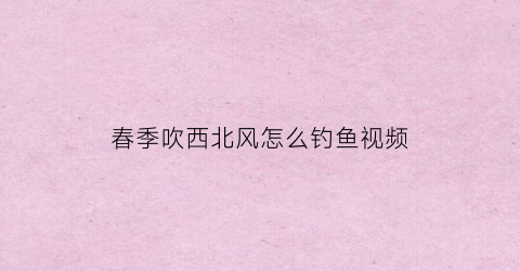 春季吹西北风怎么钓鱼视频(春季刮西北风选择什么钓位)