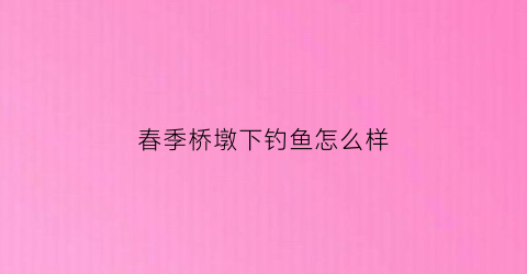 春季桥墩下钓鱼怎么样(夏天钓桥墩钓什么位置)