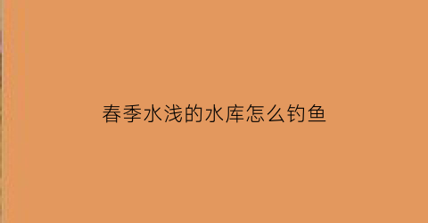 春季水浅的水库怎么钓鱼(春季水库野钓)